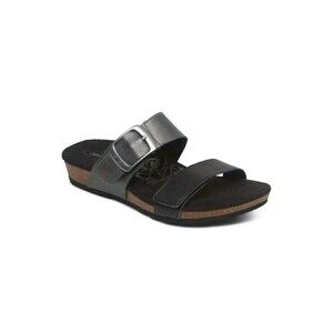 Aetrex Daisy Adjustable Sandal Black Sz 42 US Sz 11 Slides Slip On Comfort